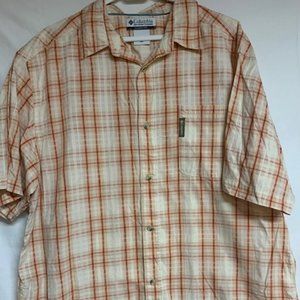 Columbia Orange Plaid Button Up Short Sleeve